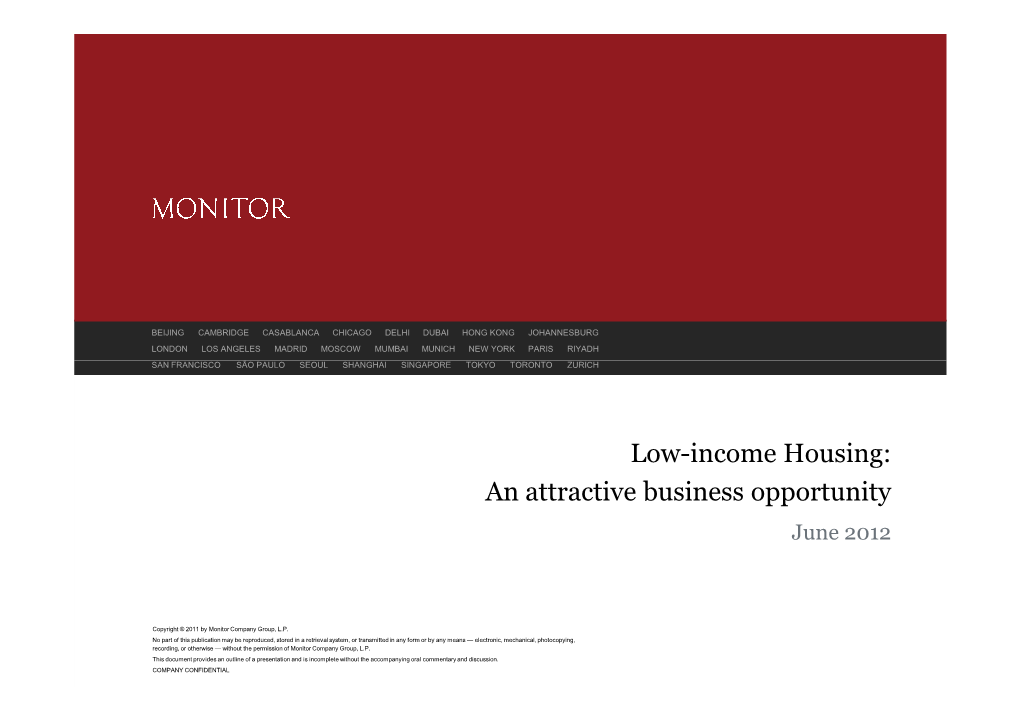 Low-Income Housing: an Attractive Business Opportunity June 2012