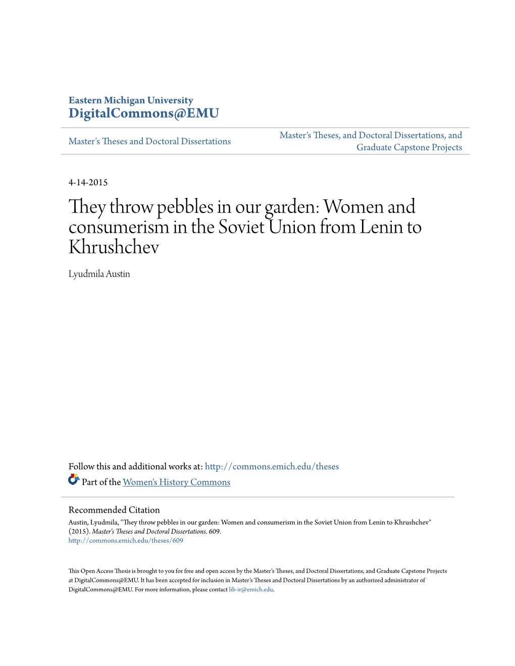 Women and Consumerism in the Soviet Union from Lenin to Khrushchev Lyudmila Austin