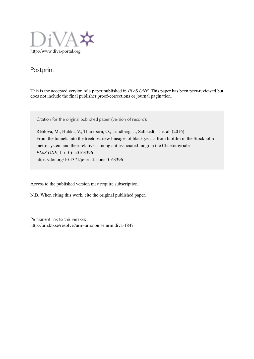 From the Tunnels Into the Treetops: New Lineages of Black Yeasts from Biofilm in the Stockholm Metro System and Their Relatives