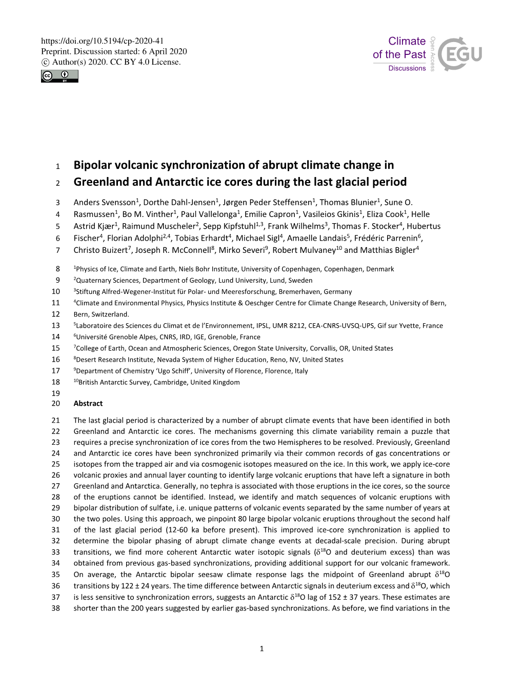 Greenland and Antarctic Ice Cores During the Last Glacial Period