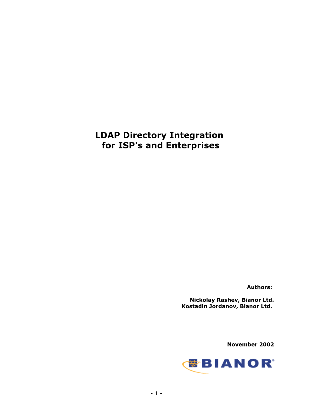 LDAP Directory Integration for ISP's and Enterprises