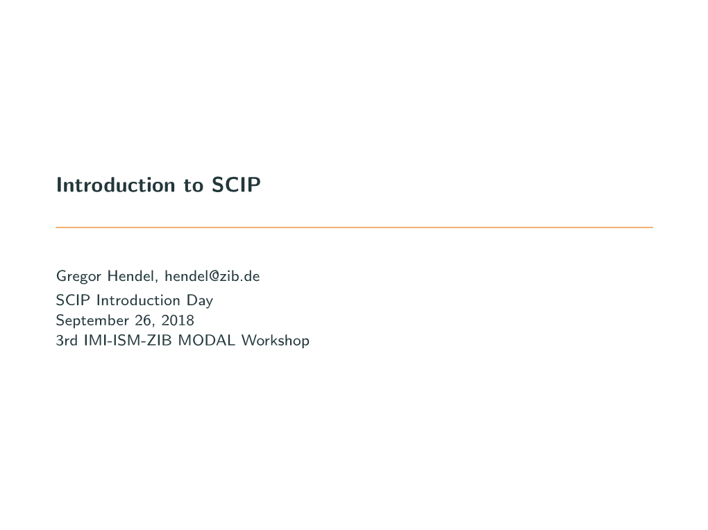 Introduction to SCIP