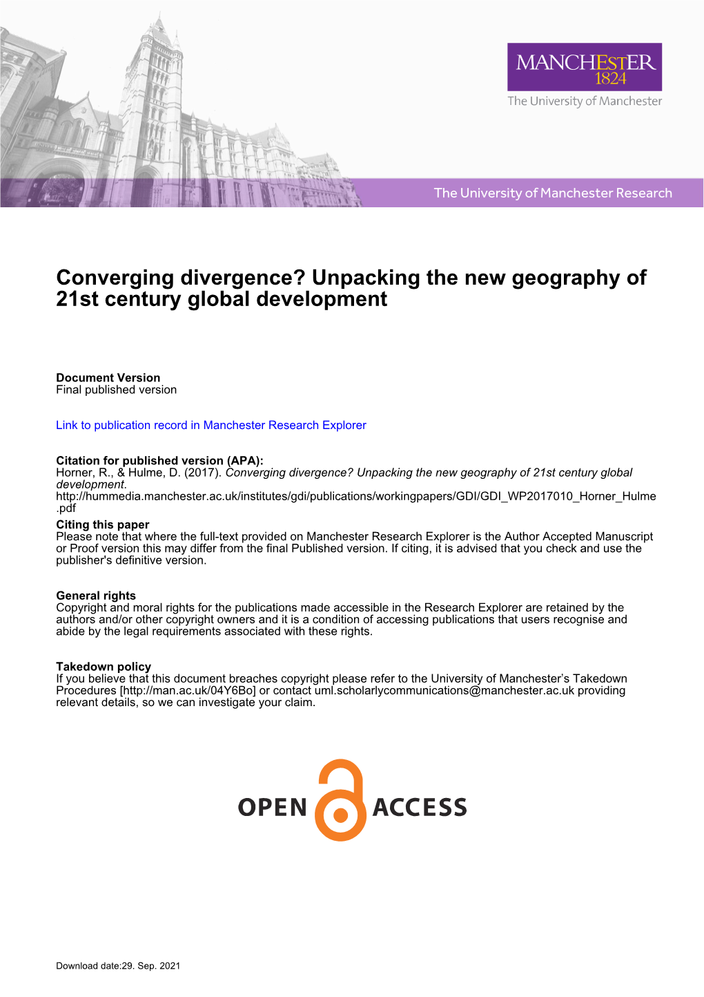 Converging Divergence? Unpacking the New Geography of 21St Century Global Development