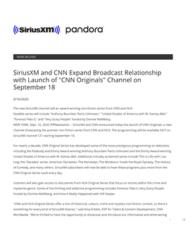 CNN Originals" Channel on September 18