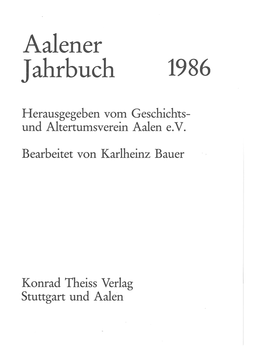 Aalener Jahrbuch 1986