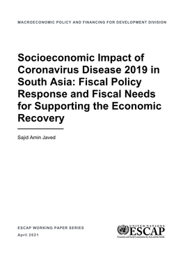 Socioeconomic Impact of Covid-19 in South Asia, Fiscal Policy Responses