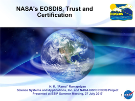 EOSDIS, Trust and Certification