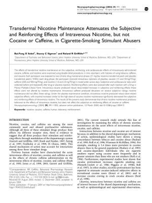 Transdermal Nicotine Maintenance Attenuates the Subjective And