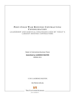 Post-Cold War Defense Contracting Consolidation: Survival Strategies