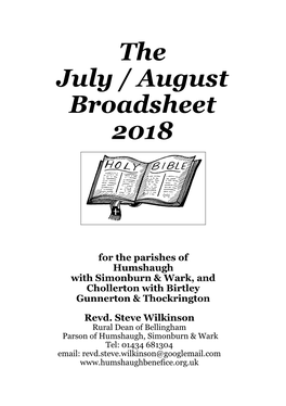 The July / August Broadsheet 2018