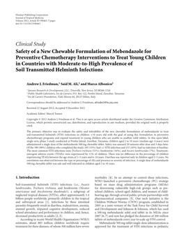 Safety of a New Chewable Formulation of Mebendazole For