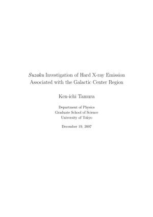 Suzaku Investigation of Hard X-Ray Emission Associated with the Galactic Center Region