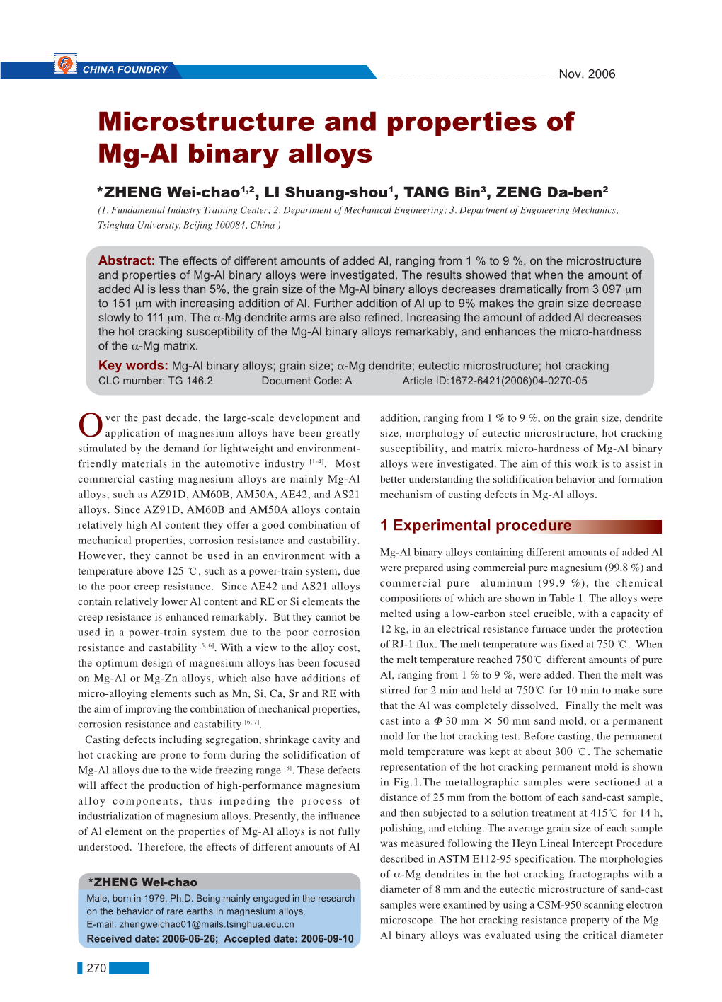 Microstructure and Properties of Mg-Al Binary Alloys