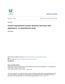 Current Measurement in Power Electronic and Motor Drive Applications - a Comprehensive Study