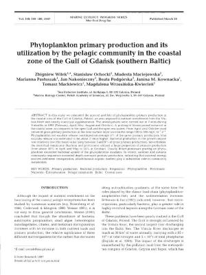 Phytoplankton Primary Production and Its Utilization by the Pelagic Community in the Coastal Zone of the Gulf of Gdahsk (Southern Baltic)