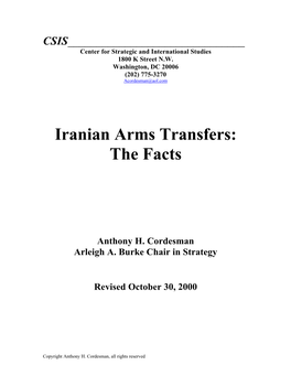 Iranian Arms Transfers: the Facts