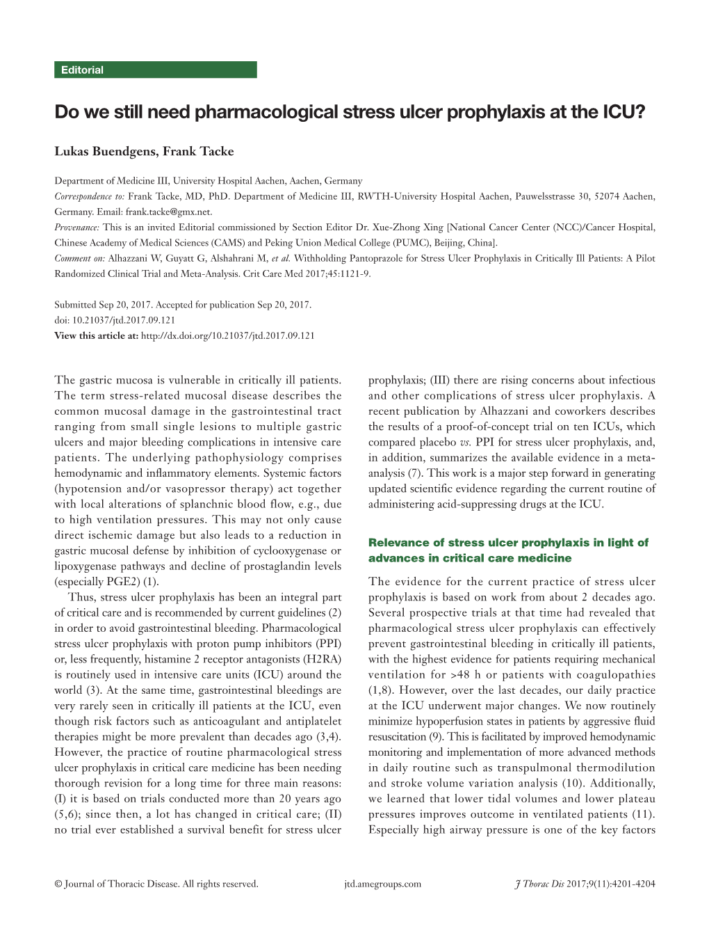 Do We Still Need Pharmacological Stress Ulcer Prophylaxis at the ICU?