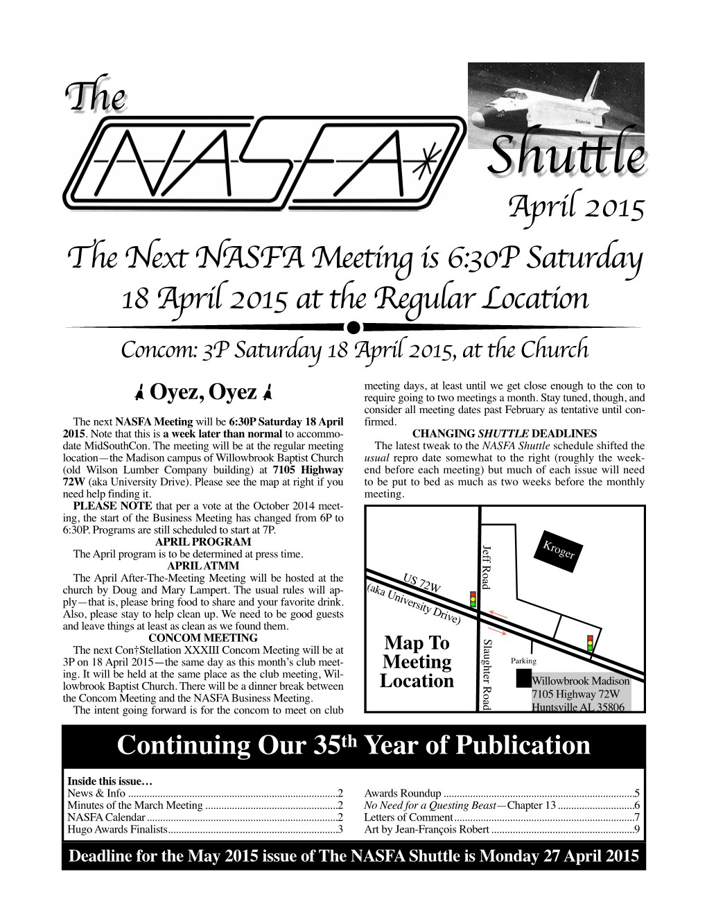 April 2015 NASFA Shuttle