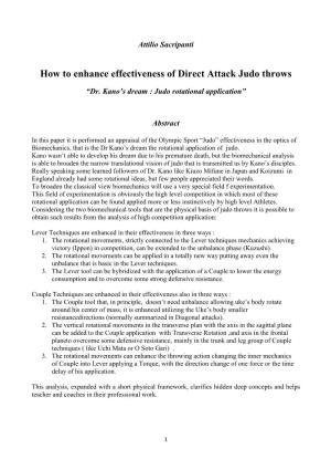 How to Enhance Effectiveness of Direct Attack Judo Throws