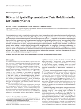 Differential Spatial Representation of Taste Modalities in the Rat Gustatory Cortex