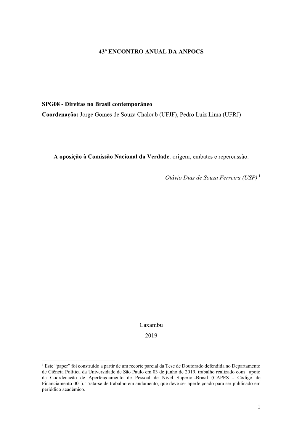 Pdf a Oposição À Comissão Nacional Da Verdade