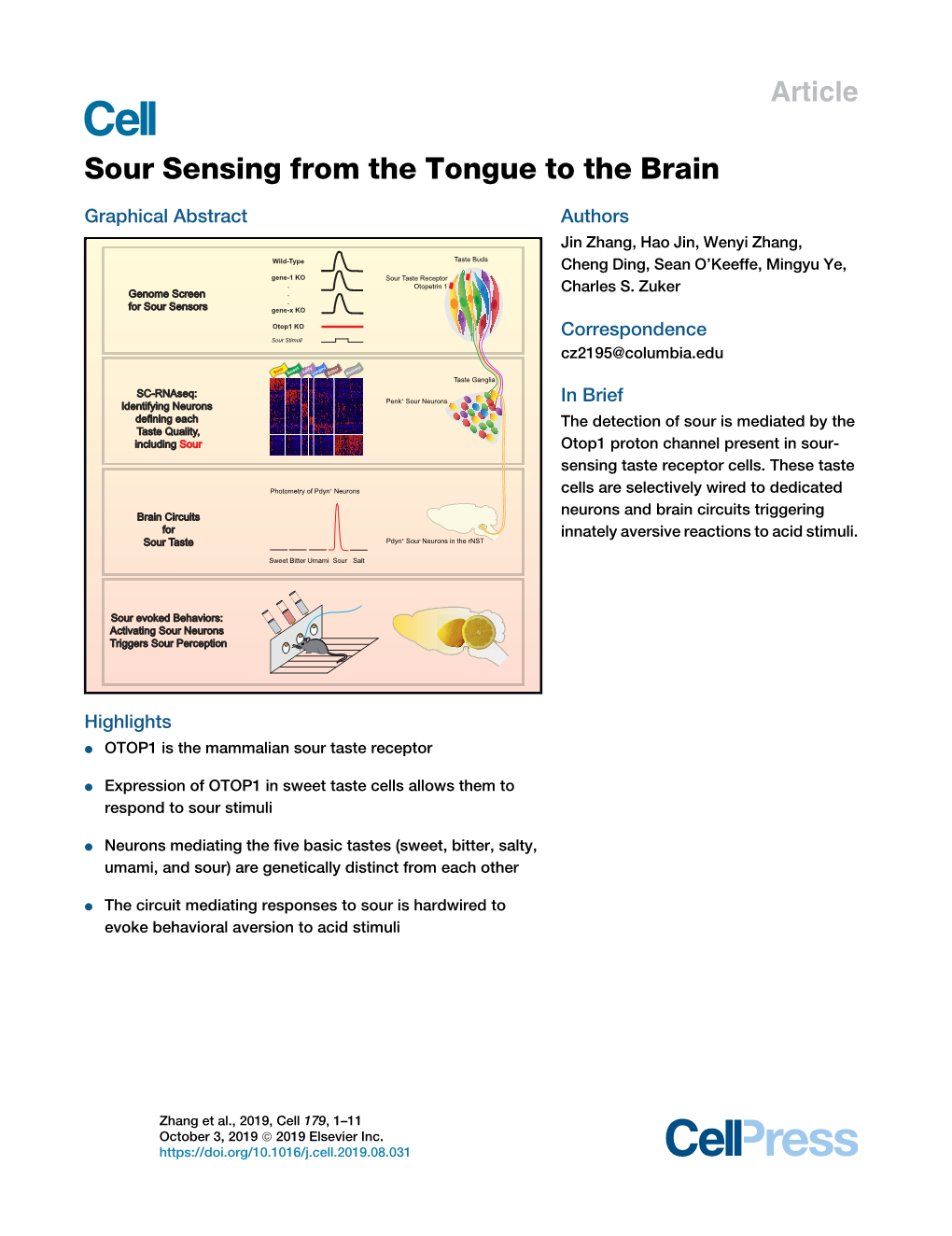 Sour Sensing from the Tongue to the Brain