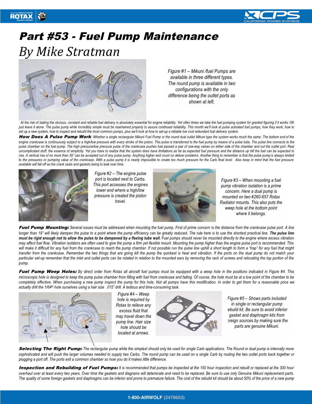 Part #53 - Fuel Pump Maintenance by Mike Stratman
