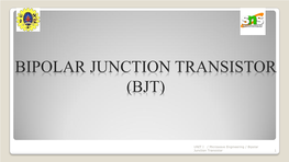 Bipolar Junction Transistor (Bjt)