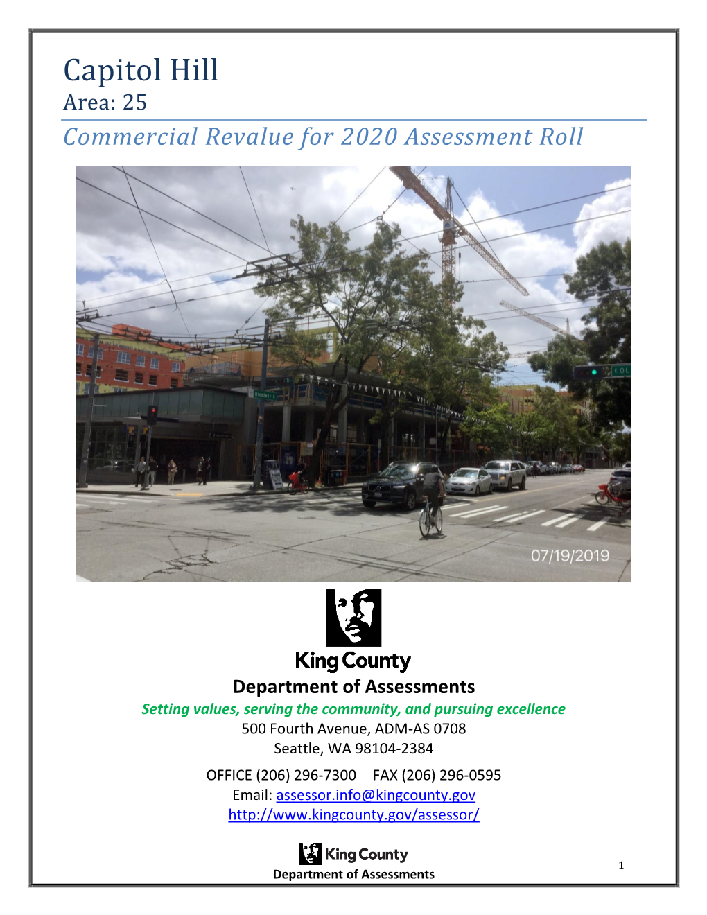 Capitol Hill Area: 25 Commercial Revalue for 2020 Assessment Roll