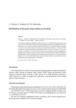 L. Peruzzi, L. Scuderi & FM Raimondo Distribution of the Genus Gagea (Liliaceae)