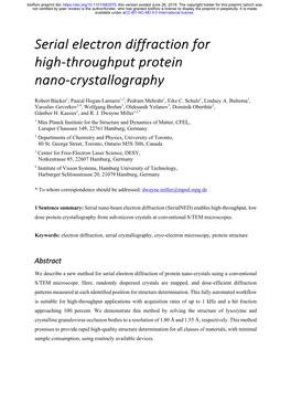 Serial Electron Diffraction for High-Throughput Protein Nano-Crystallography