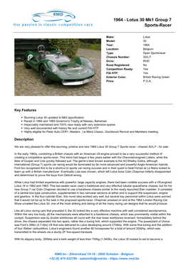 1964 - Lotus 30 Mk1 Group 7 Sports-Racer