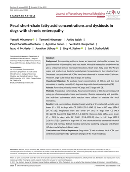 Altered Fecal Short-Chain Fatty Acid Concentrations and Dysbiosis In