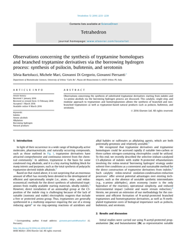 Observations Concerning the Synthesis of Tryptamine Homologues