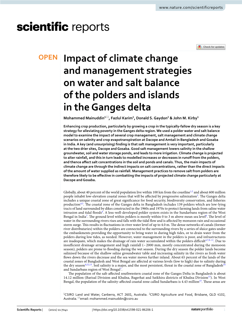 Impact of Climate Change and Management Strategies on Water