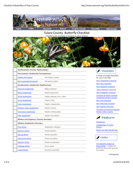 CA Checklist of Butterflies of Tulare County