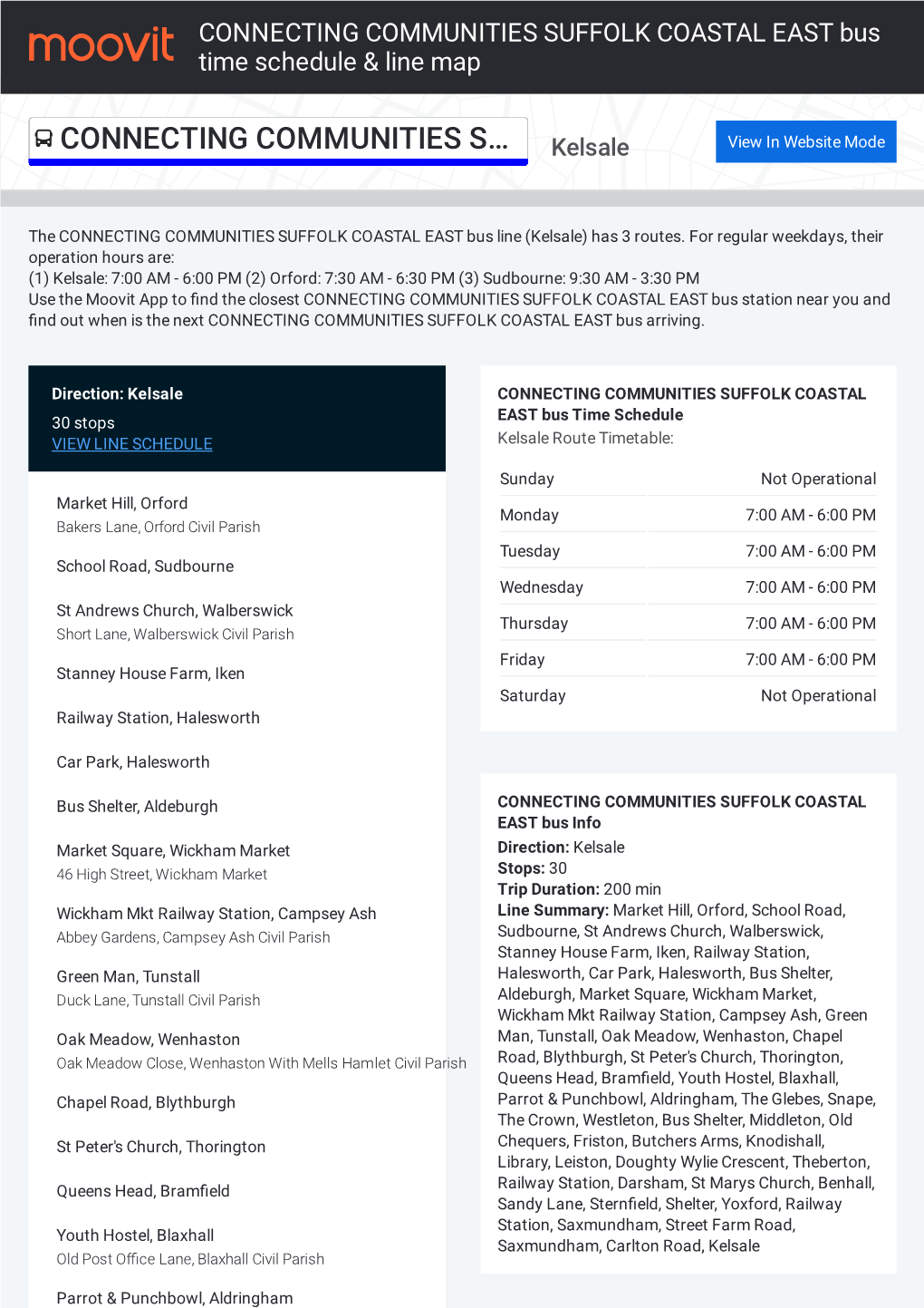 CONNECTING COMMUNITIES SUFFOLK COASTAL EAST Bus Time Schedule & Line Map