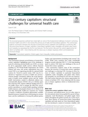 21St-Century Capitalism: Structural Challenges for Universal Health Care Susan K