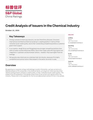 Credit Analysis of Issuers in the Chemical Industry