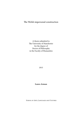 E Welsh Impersonal Construction
