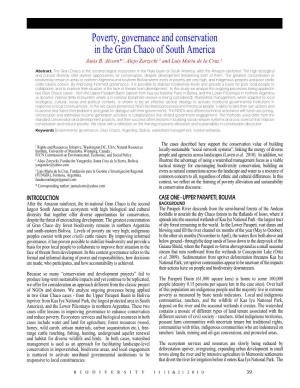 Poverty, Governance and Conservation in the Gran Chaco of South America Janis B