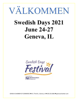 Swedish Days 2021 June 24-27 Geneva, IL