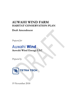 AUWAHI WIND FARM HABITAT CONSERVATION PLAN Draft Amendment