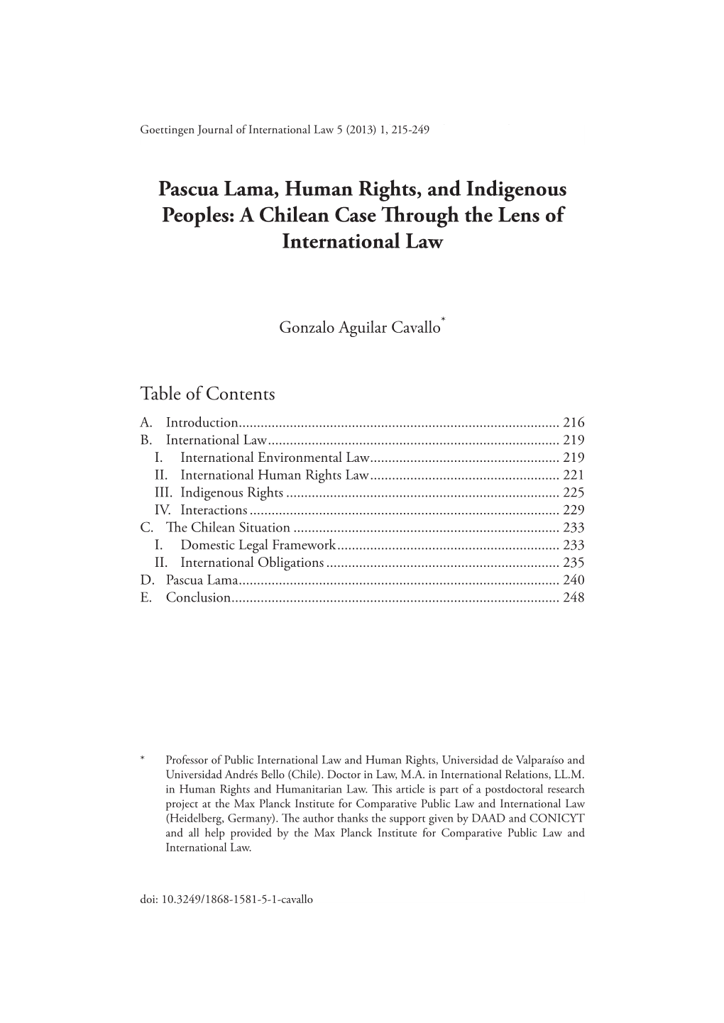 Pascua Lama, Human Rights, and Indigenous Peoples: a Chilean Case Through the Lens of International Law