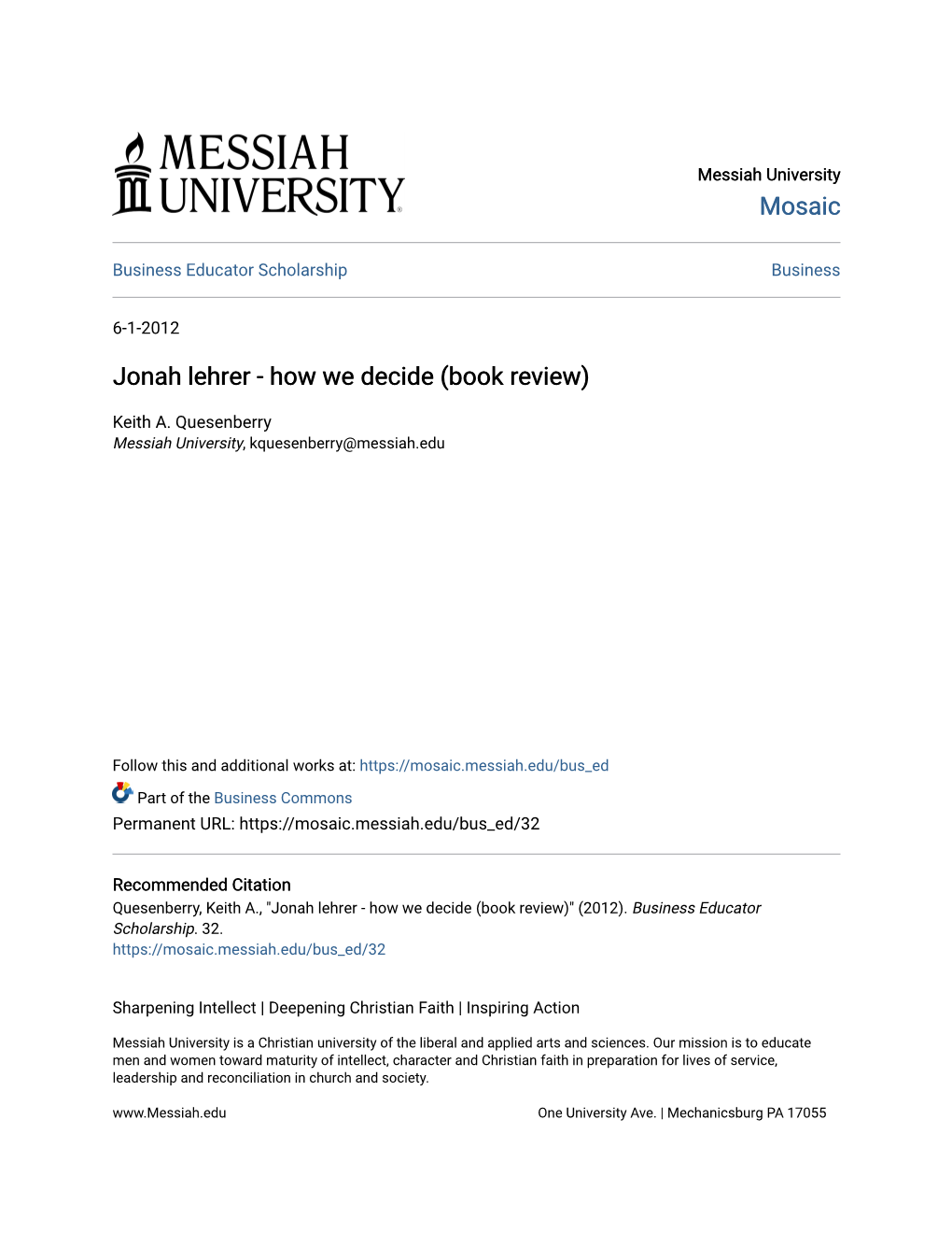 Jonah Lehrer - How We Decide (Book Review)
