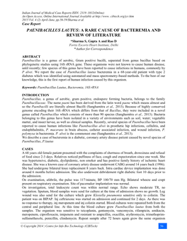 Paenibacillus Lautus: a Rare Cause of Bacteremia and Review of Literature