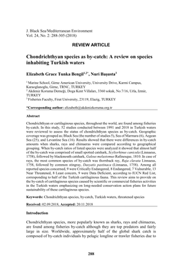 A Review on Species Inhabiting Turkish Waters