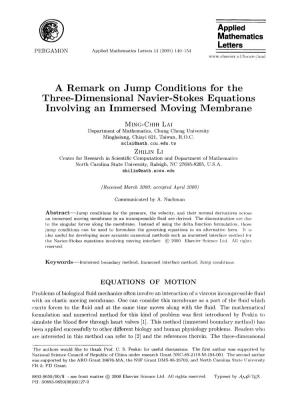 Applied Mathematics Letters a Remark on Jump Conditions for The