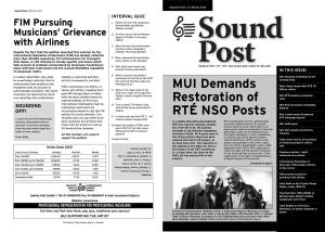 MUI Demands Restoration of RTÉ NSO Posts