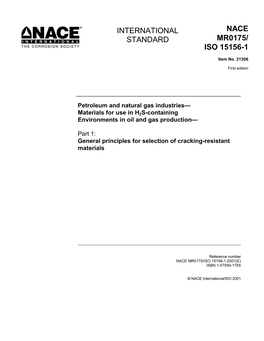 International Standard Nace Mr0175/ Iso 15156-1